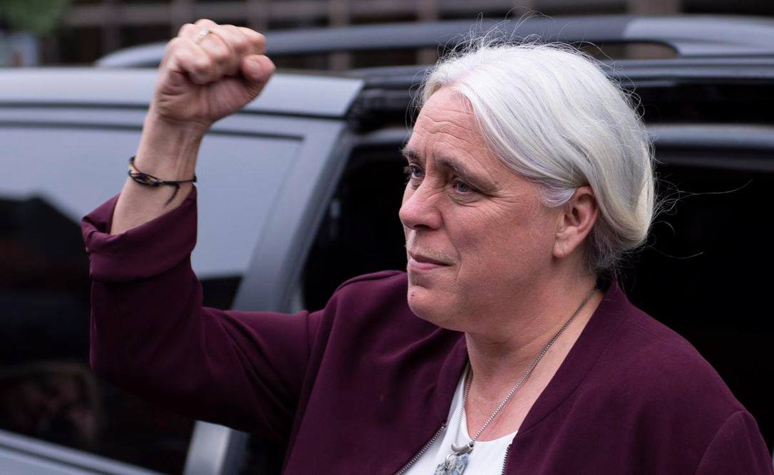 Manon Massé with raised fist